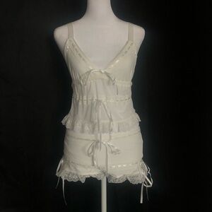Edikted White Lace Tank and Shorts Set